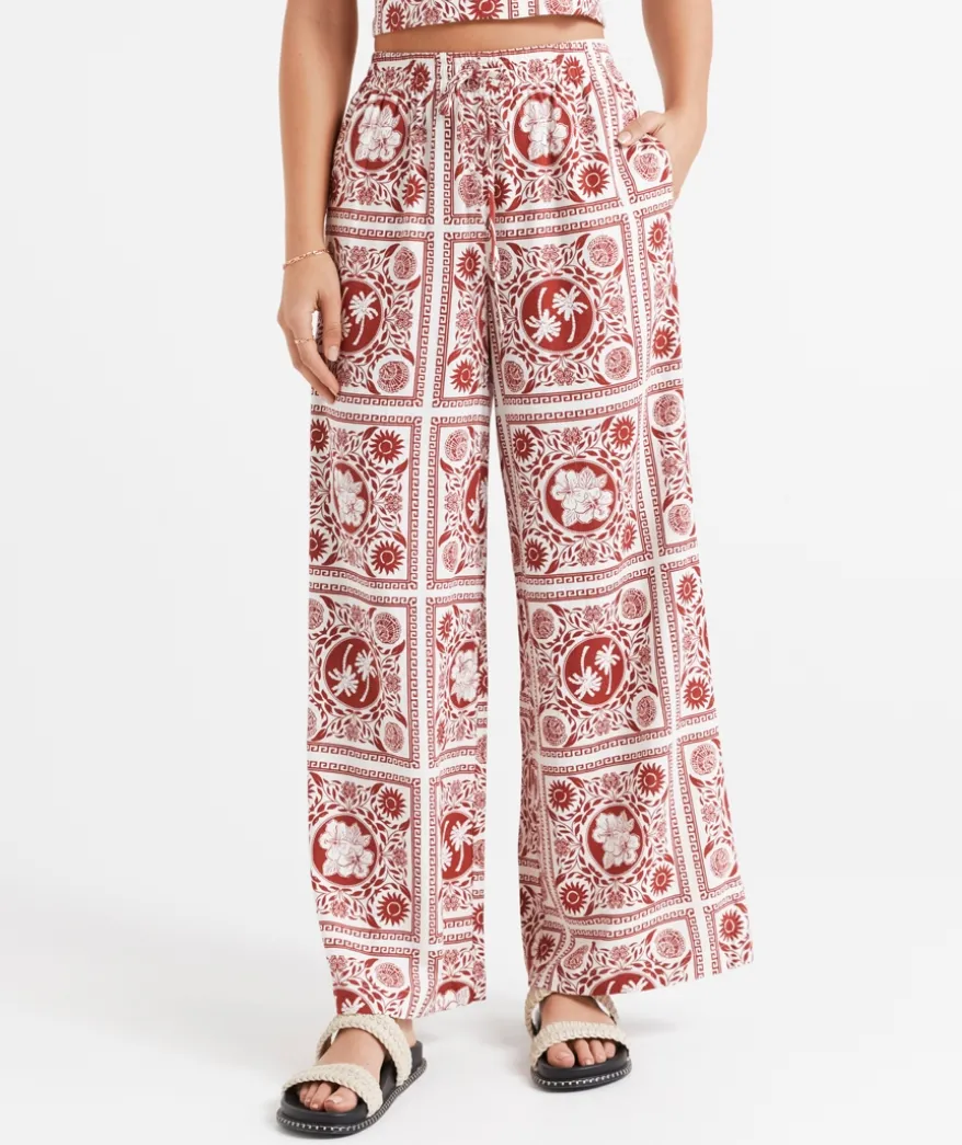 ABBY LINEN BLEND PRINTED PANT