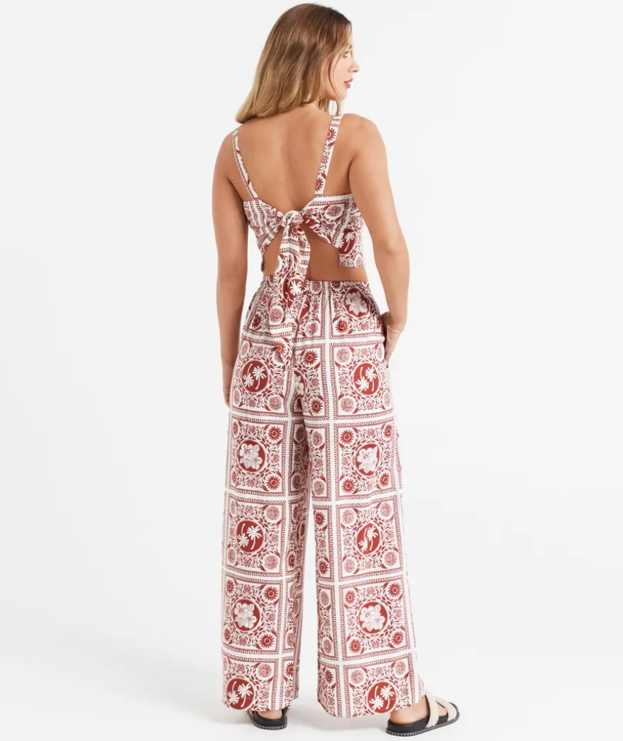 ABBY LINEN BLEND PRINTED PANT