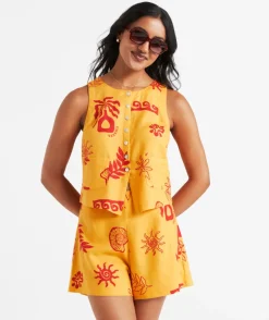 ARABELLA LINEN BLEND PRINTED SHORT