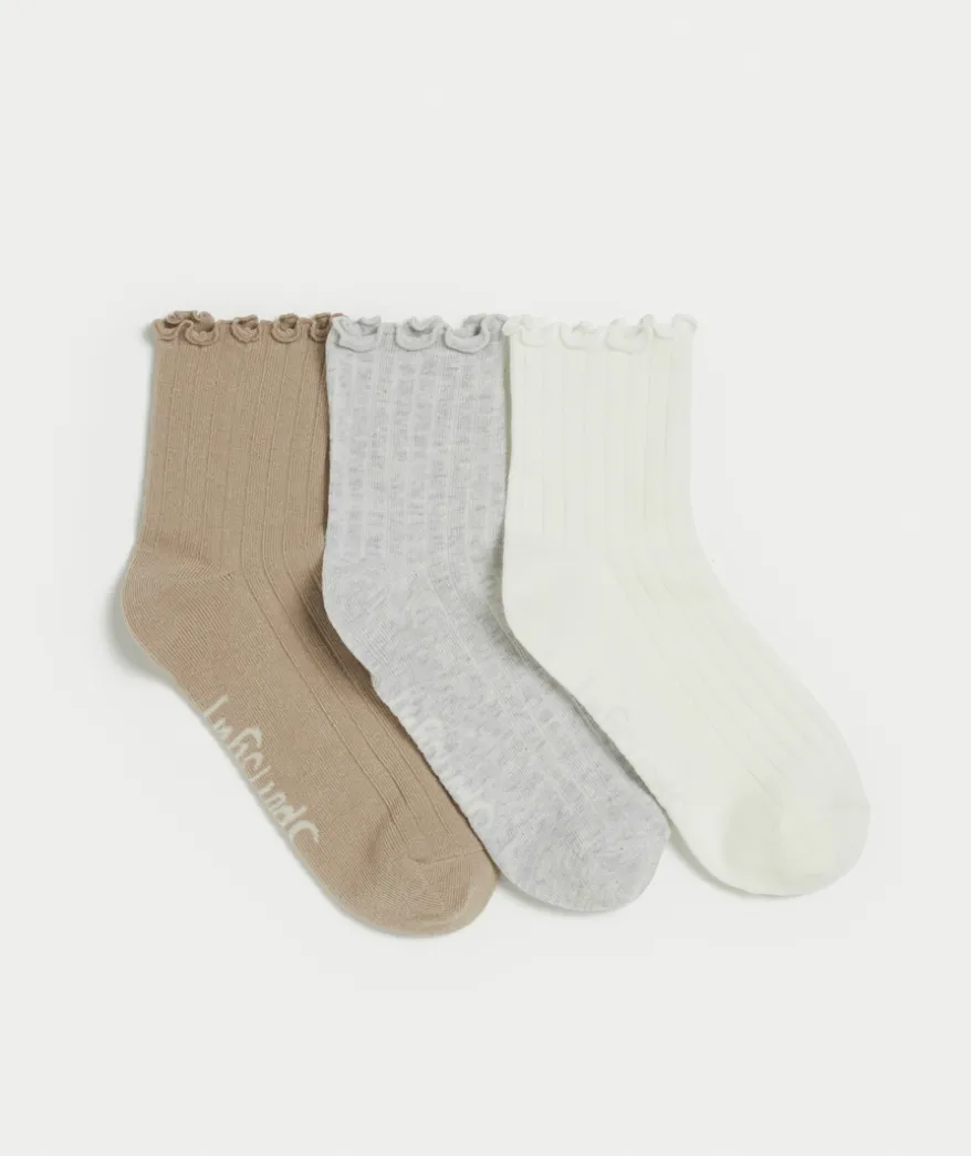BASIC FRILL SOCKS- NEUTRALS 3 PACK