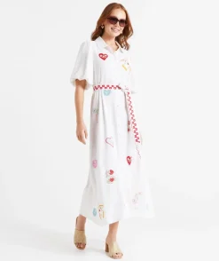 BETH LINEN BLEND MIDI DRESS
