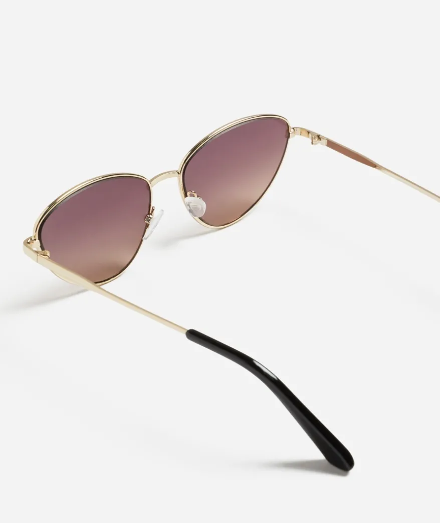 BILLIE CAT EYE METAL SUNGLASSES - GOLD