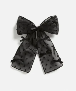BLACK MESH BOW MINI BOW DETAIL HAIR CLIP