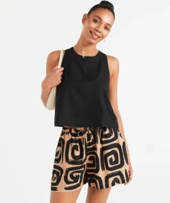 BONNIE LINEN BLEND PRINTED SHORT