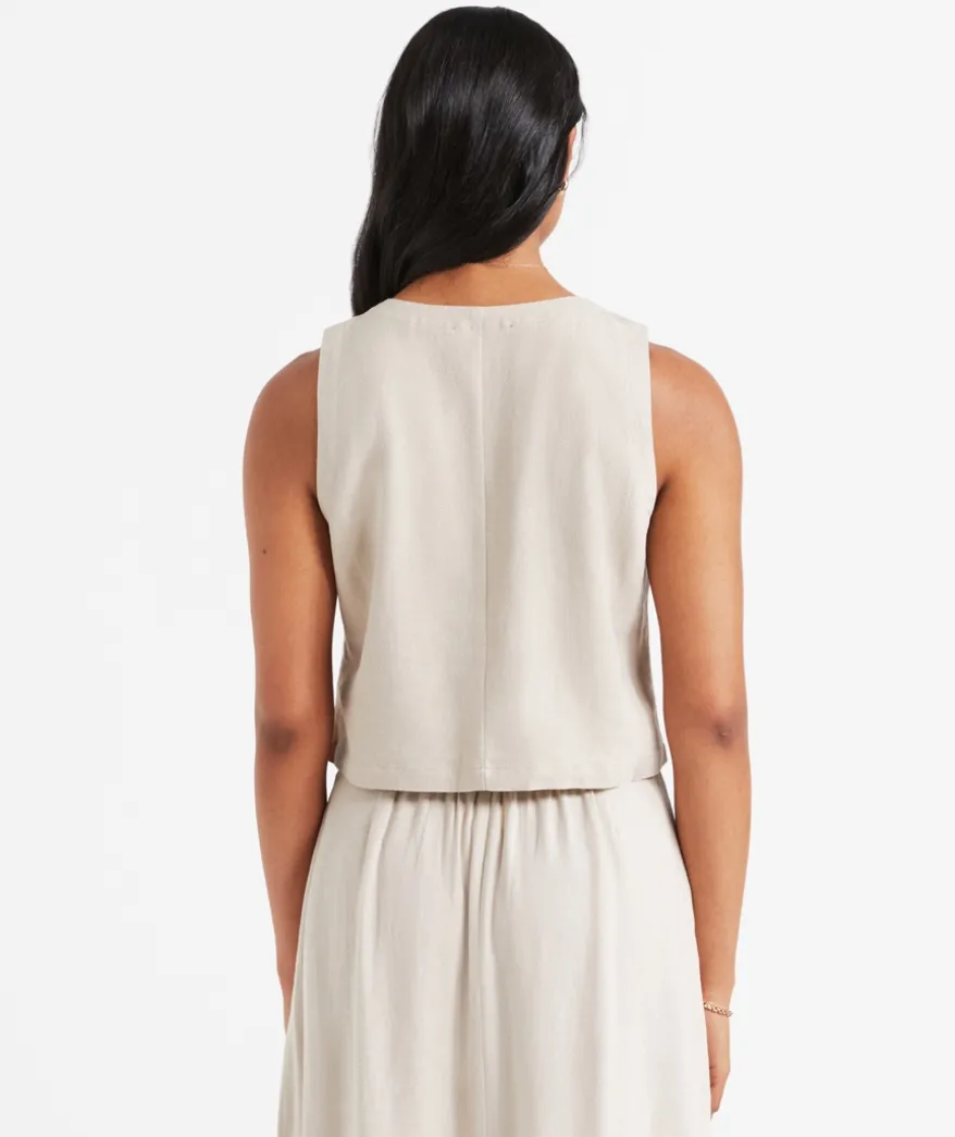 CALLIE LINEN BLEND BUTTON FRONT VEST
