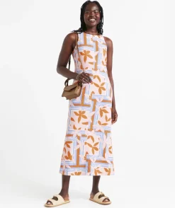 CARLA PRINTED RACER NECK MIDI DRESS