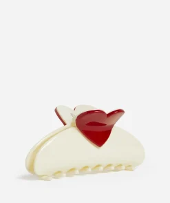CREAM HEART LARGE CRESCENT HAIR CLAW