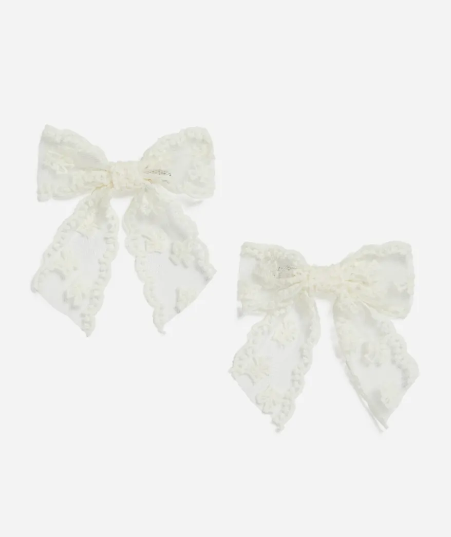 CREAM LACE HAIR BOW PACK