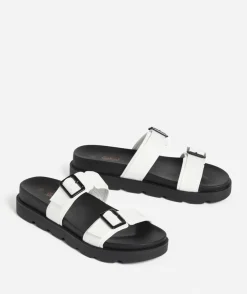 ELENA WHITE DOUBLE BUCKLE SANDAL