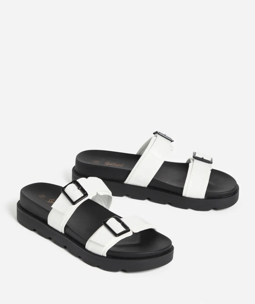 ELENA WHITE DOUBLE BUCKLE SANDAL