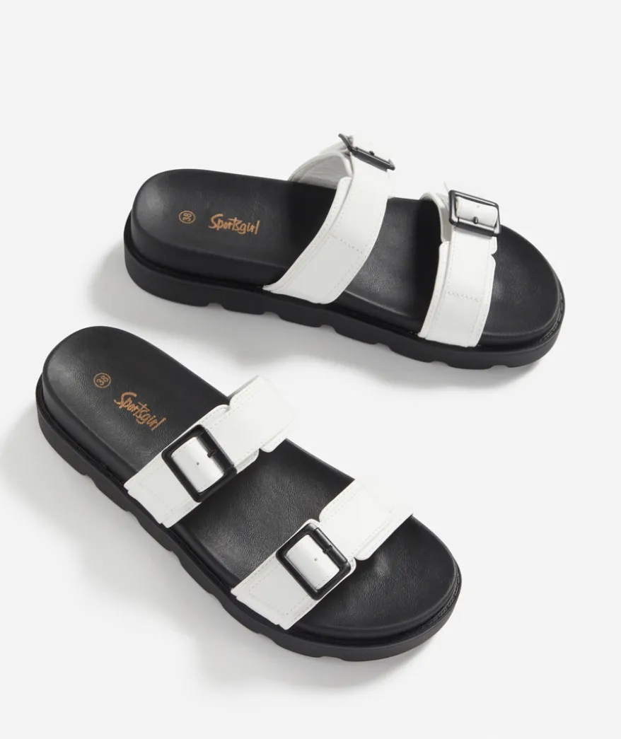 ELENA WHITE DOUBLE BUCKLE SANDAL