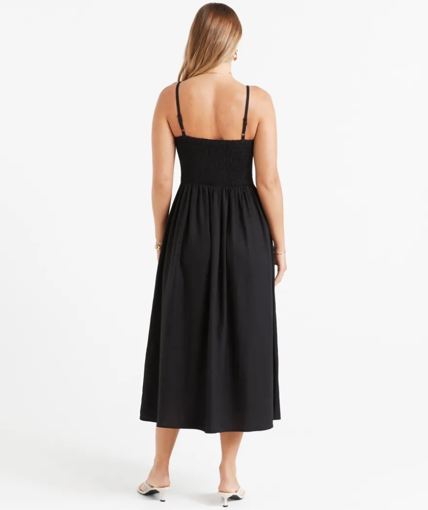 GENEVIEVE V WAIST MIDI DRESS