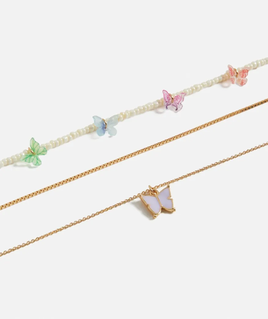 GOLD BEADED BUTTERFLY NECKLACE PACK