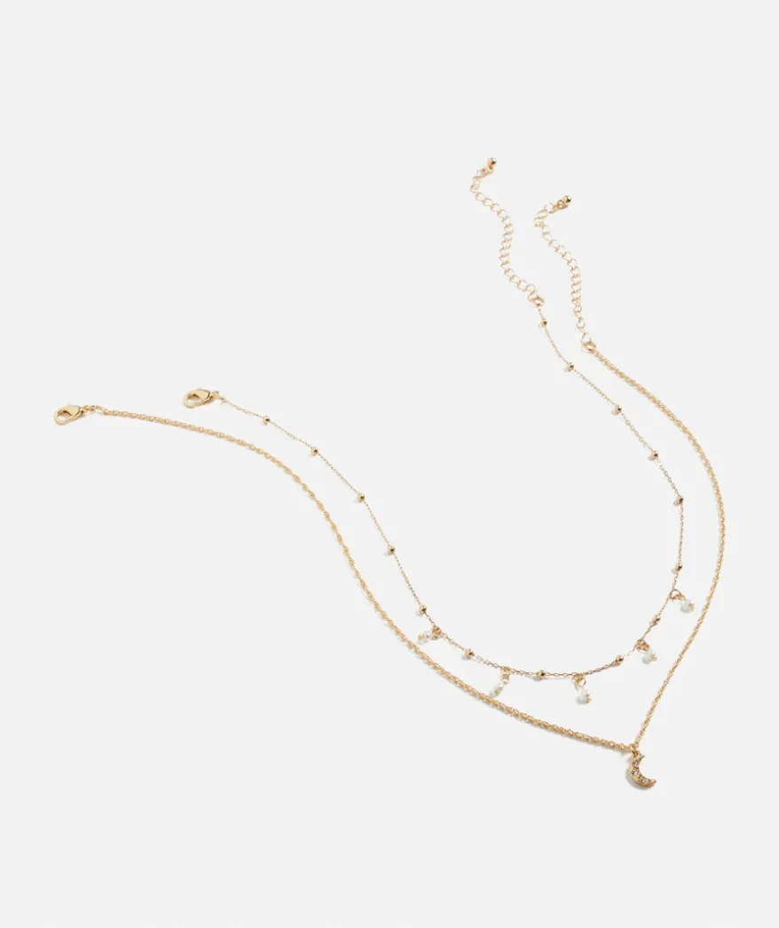 GOLD CELESTIAL PEARL MOON NECKLACE PACK