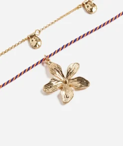 GOLD FLOWER ROPE LAYERED NECKLACE