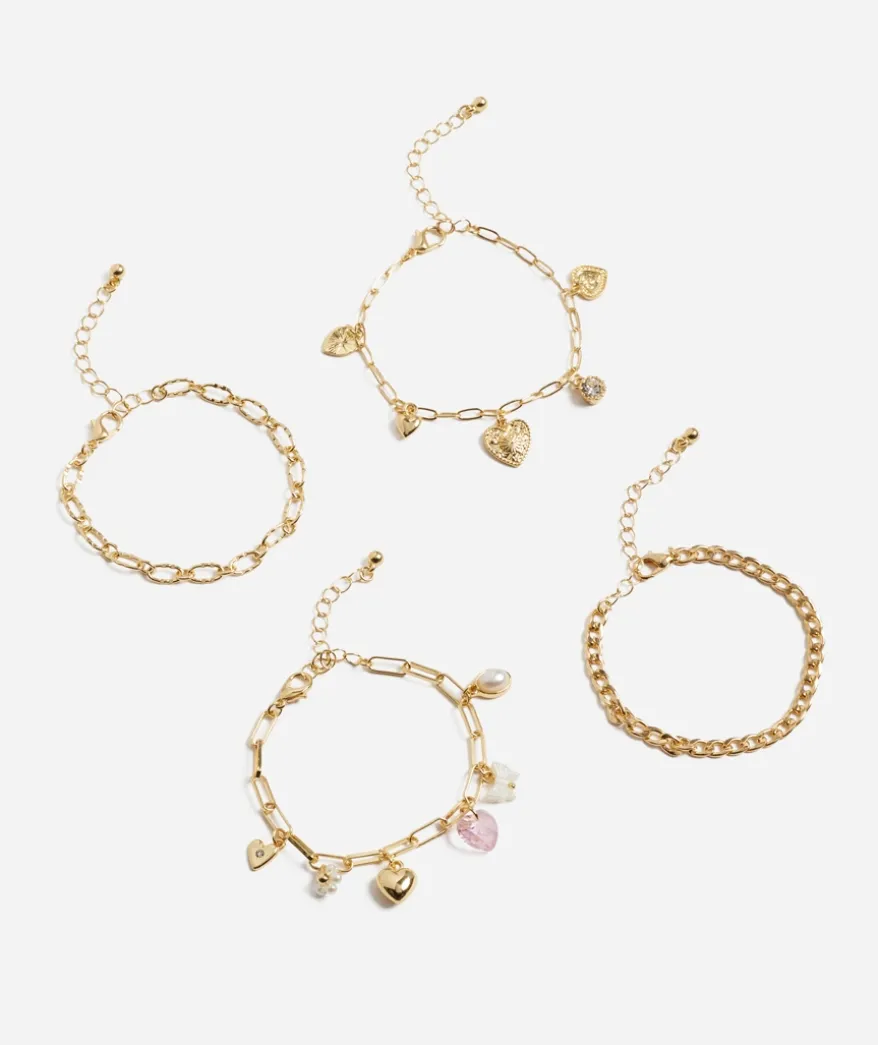 GOLD HEART CHARM BRACELET PACK