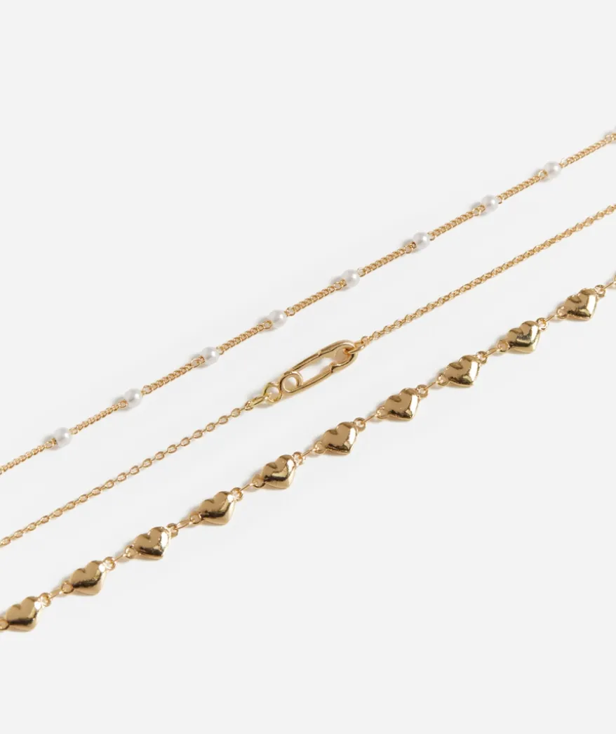 GOLD HEART LAYERED NECKLACE PACK