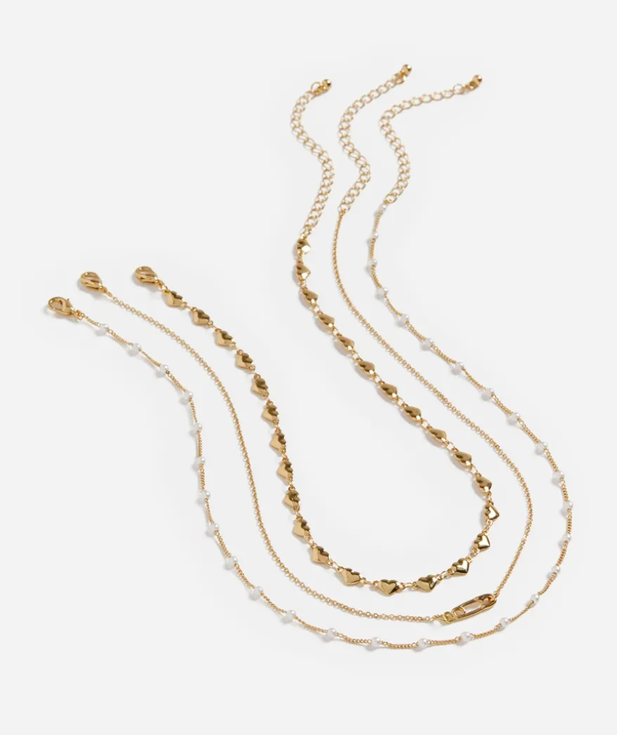 GOLD HEART LAYERED NECKLACE PACK