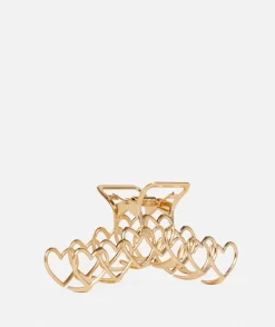 GOLD METAL HEART HAIR CLAW