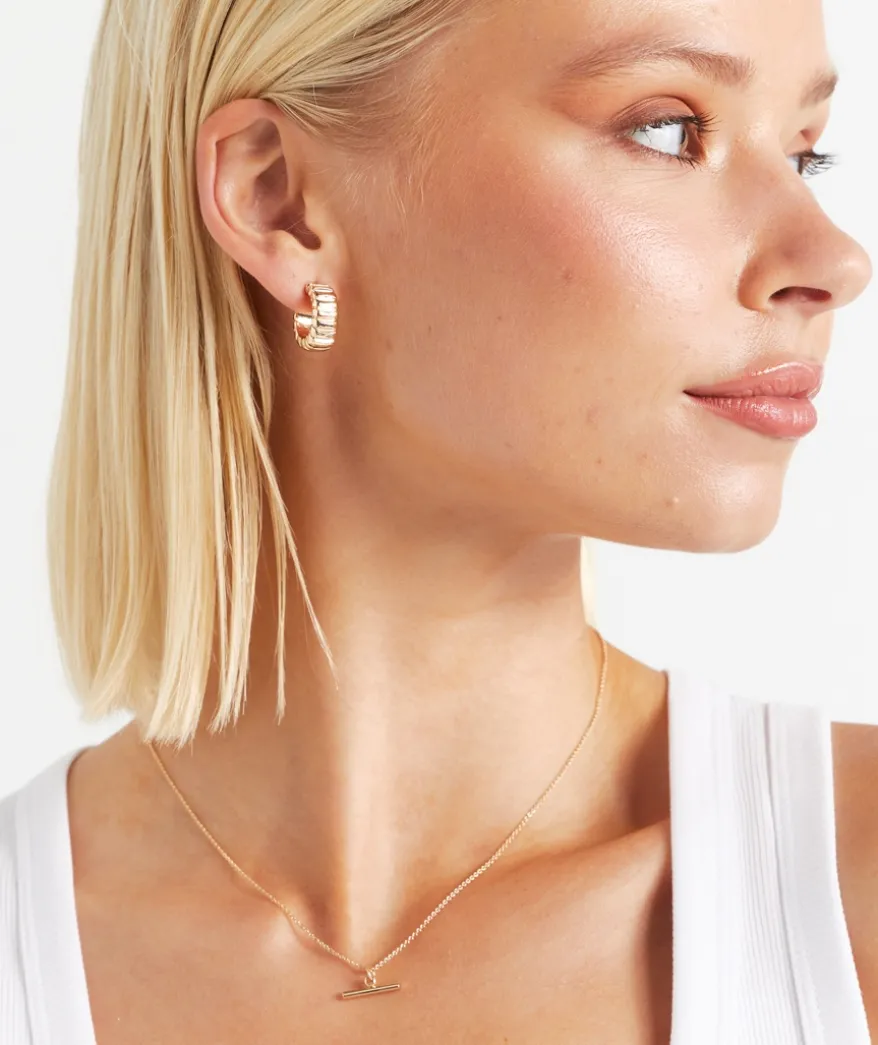 GOLD MIXED STUD HOOP EARRING PACK