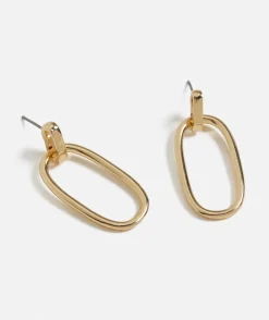 GOLD OVAL LINK STUD DROP EARRING