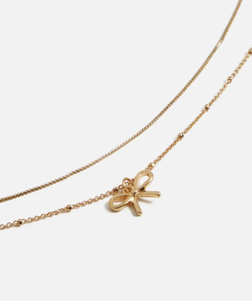 GOLD PLATED BOW PENDANT NECKLACE