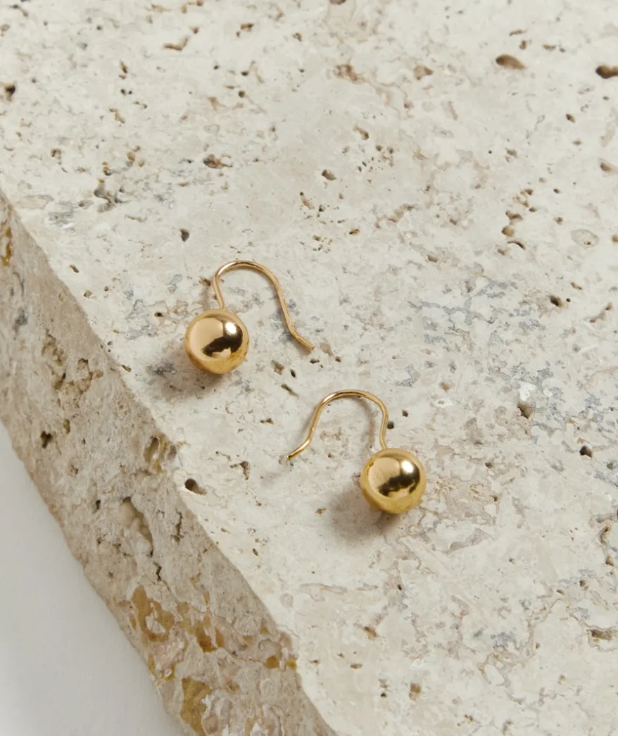 GOLD PLATED DROP BALL EARRING