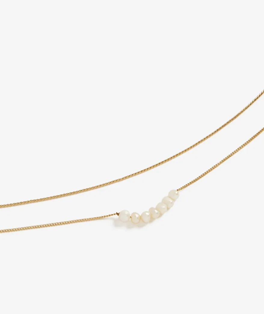 GOLD PLATED FRESHWATER PEARL LAYERED NECKLACE