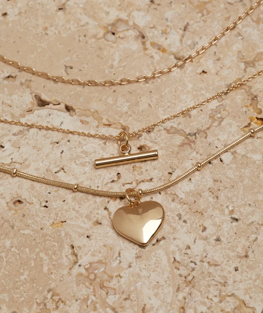 GOLD PLATED HEART PENDANT NECKLACE PACK
