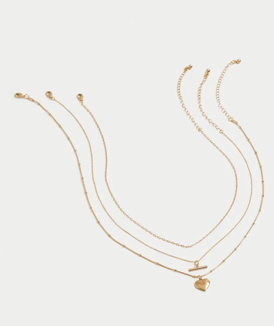 GOLD PLATED HEART PENDANT NECKLACE PACK