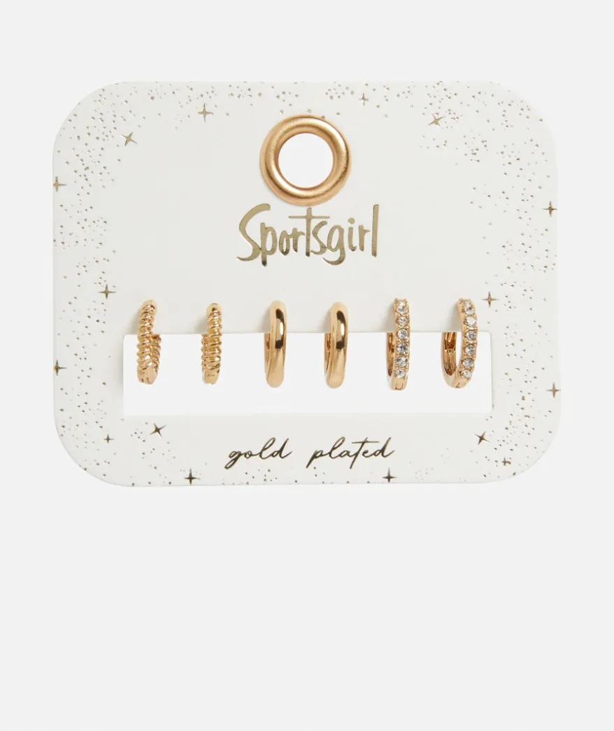 GOLD PLATED JEWEL EARRING PACK