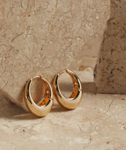 GOLD PLATED OVAL HUGGIE HOOP