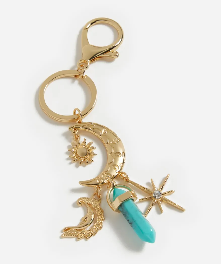 GOLD STONE CELESTIAL CHARM KEYRING
