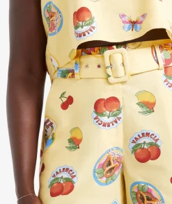 HANNAH LINEN BLEND BELTED SHORT