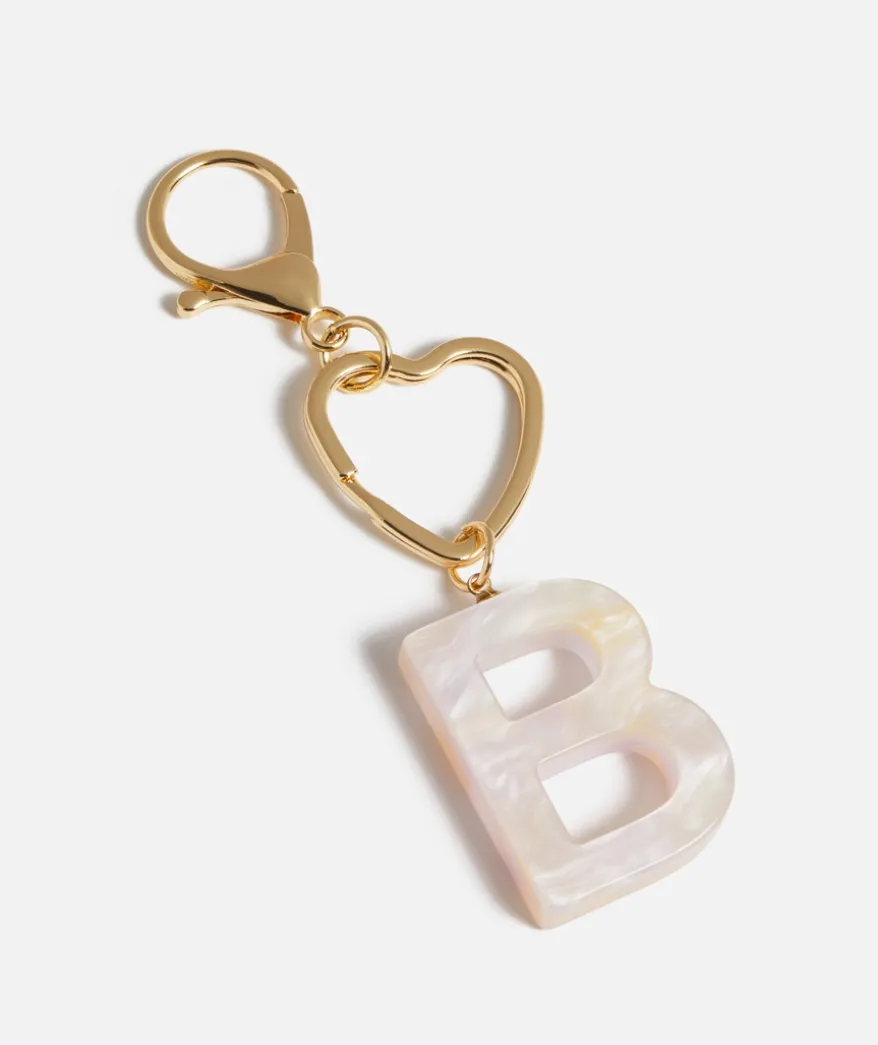 HEART CLASP ALPHABET ACRYLIC KEYRING