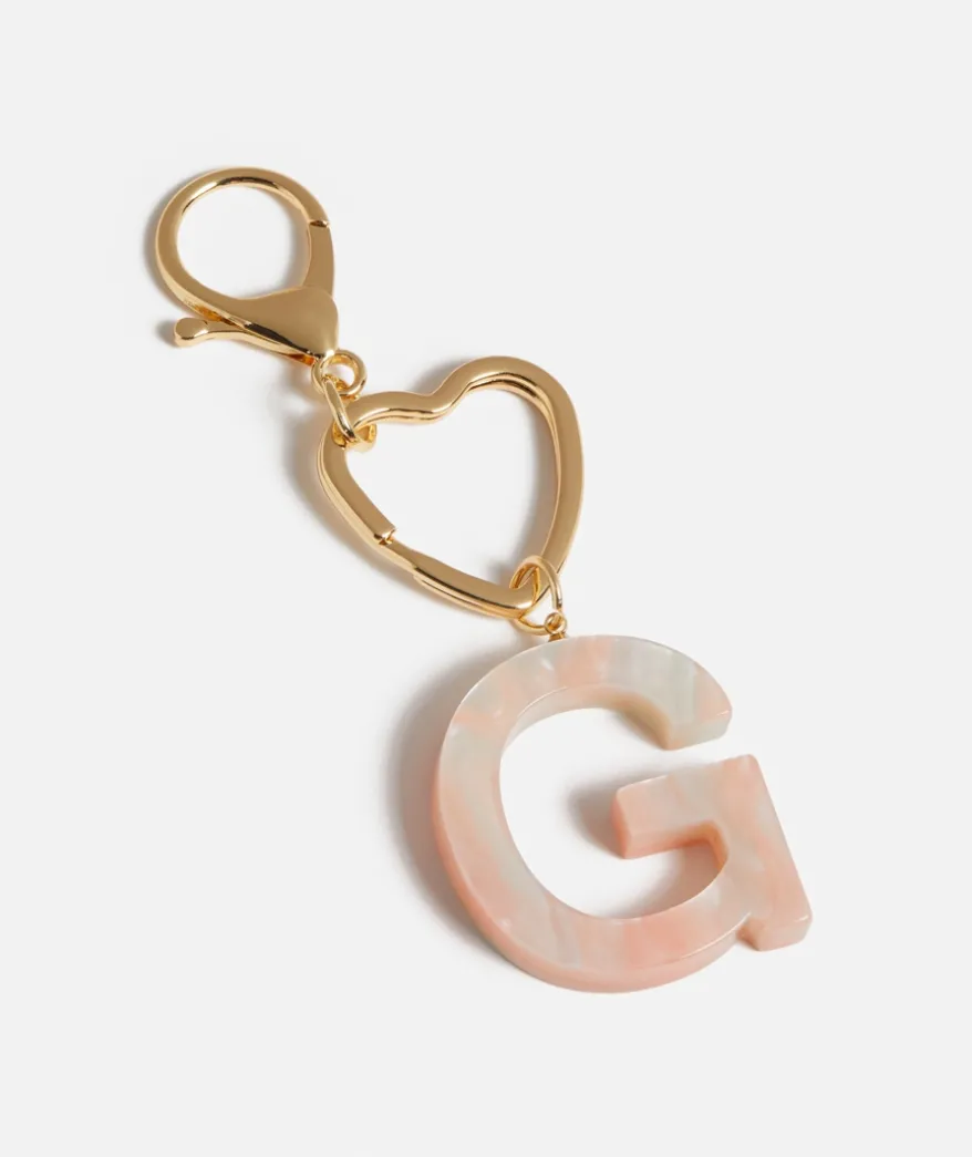 HEART CLASP ALPHABET ACRYLIC KEYRING
