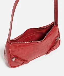HEIDI BUCKLE RED CROC SHOULDER BAG
