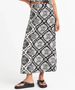 JASMINE PRINTED SPLICED MIDI SKIRT
