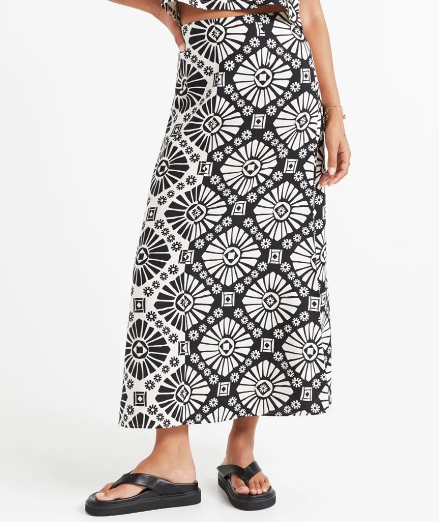 JASMINE PRINTED SPLICED MIDI SKIRT