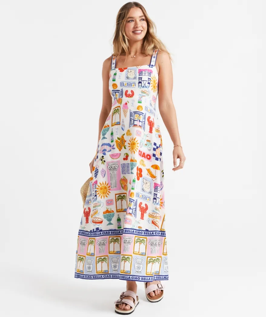 KIRA LINEN BLEND MIDI DRESS