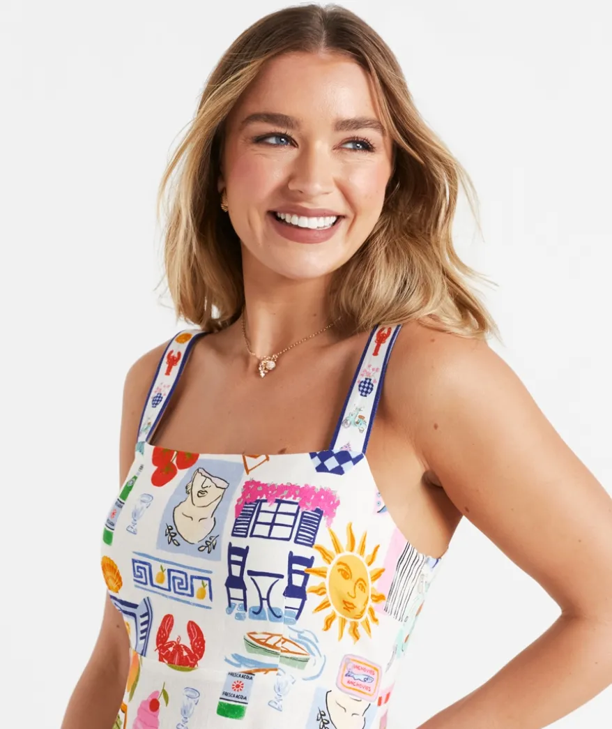 KIRA LINEN BLEND MIDI DRESS