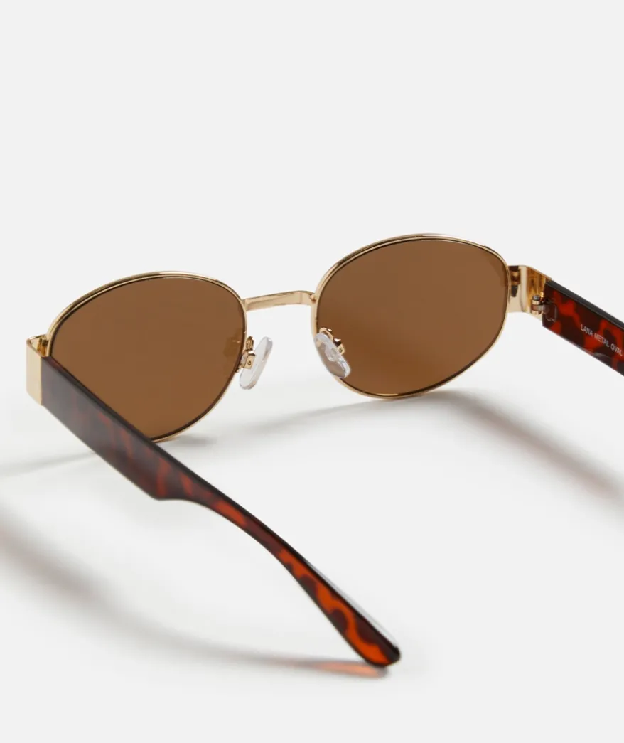 LANA METAL OVAL SUNGLASSES - GOLD