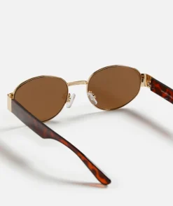 LANA METAL OVAL SUNGLASSES - GOLD