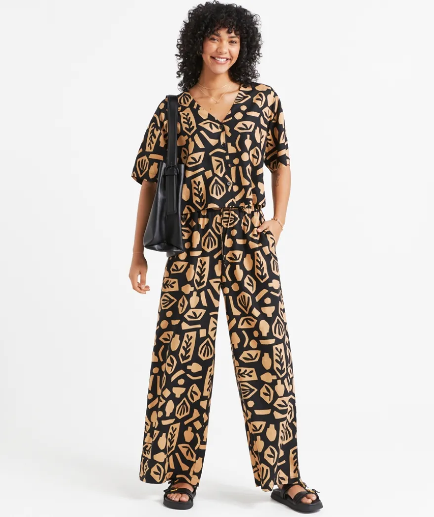 LEAH LINEN BLEND CROPPED SHIRT