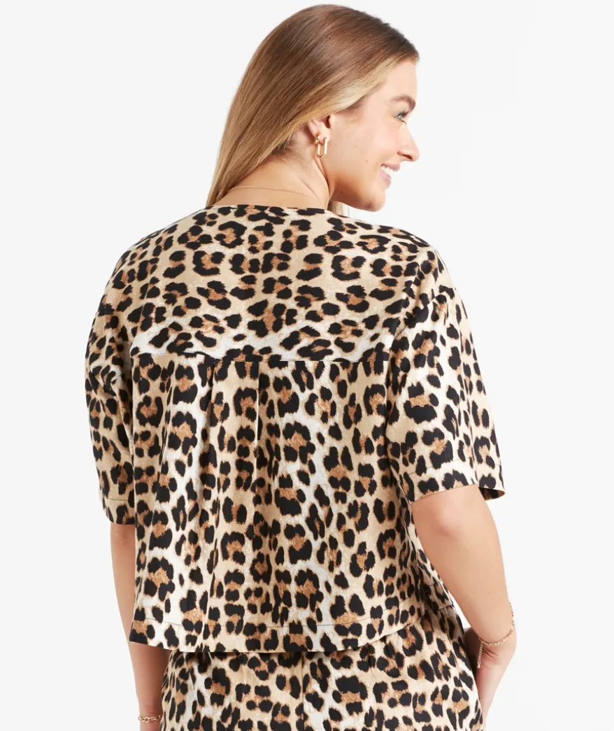 LEAH LINEN BLEND CROPPED SHIRT
