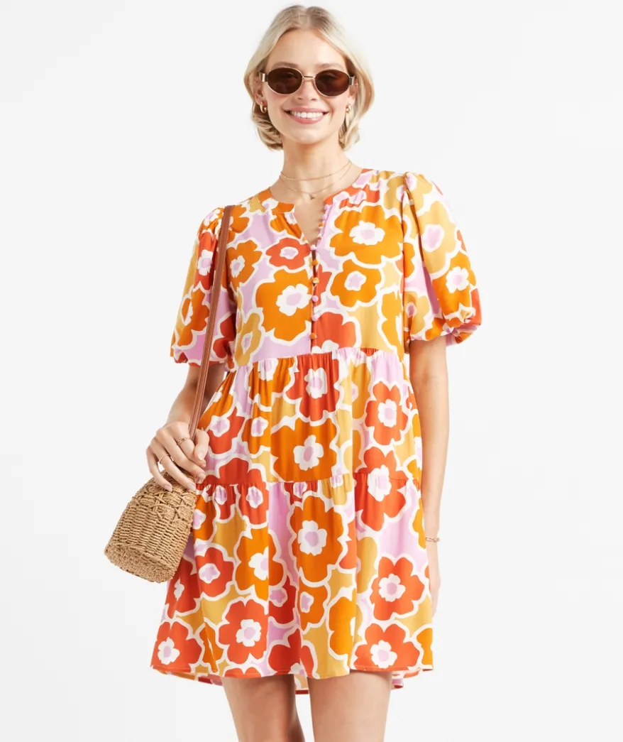 LEILA PUFF SLEEVE MINI DRESS