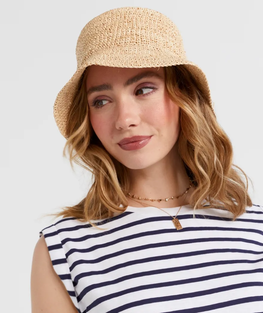 LEILA RAFFIA BUCKET HAT