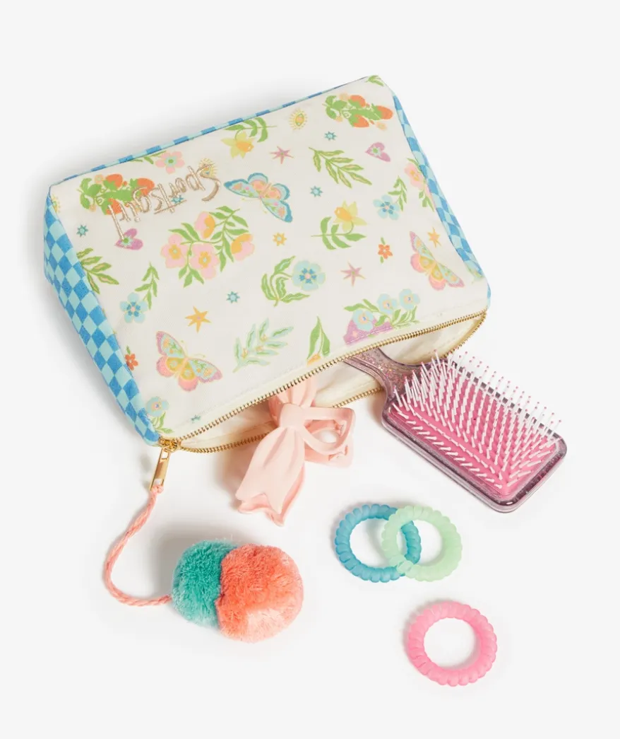 LILY POM POM MAKEUP BAG - MYSTIC PRINT