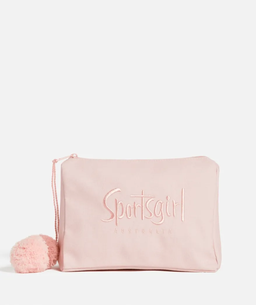 LILY POM POM MAKEUP BAG - PALE PINK