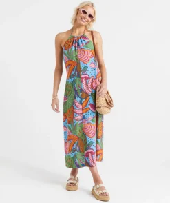 MACI HALTER NECK MIDI DRESS